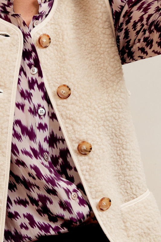 Aspiga Ladies Sustainable Borg Recycled Wool Blend Gilet Wool Cream White Autumn Layers