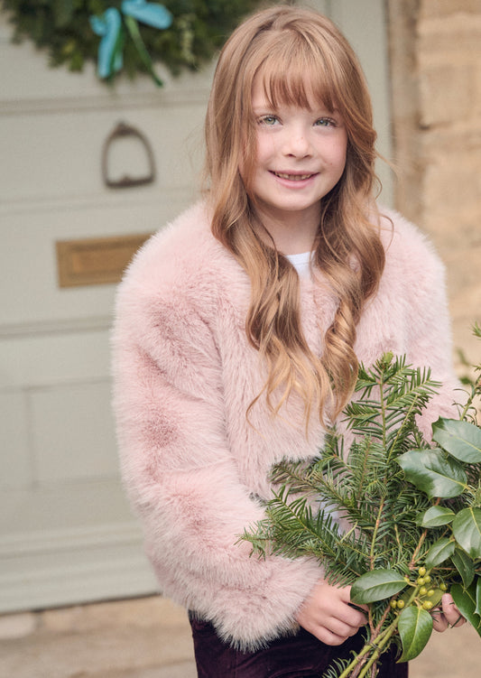 Girls Pink Faux Fur Coat | Angel & Rocket