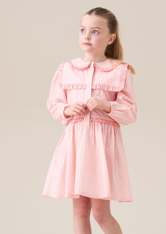 Girls Pink Candy Stripe Shirt Dress | Angel & Rocket