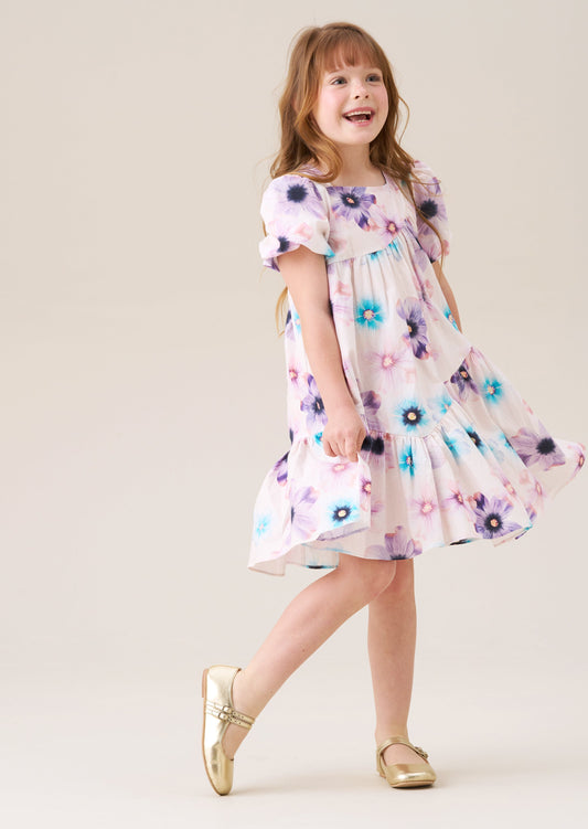 Girls Asymmetric Floral Print Party Dress | Angel & Rocket