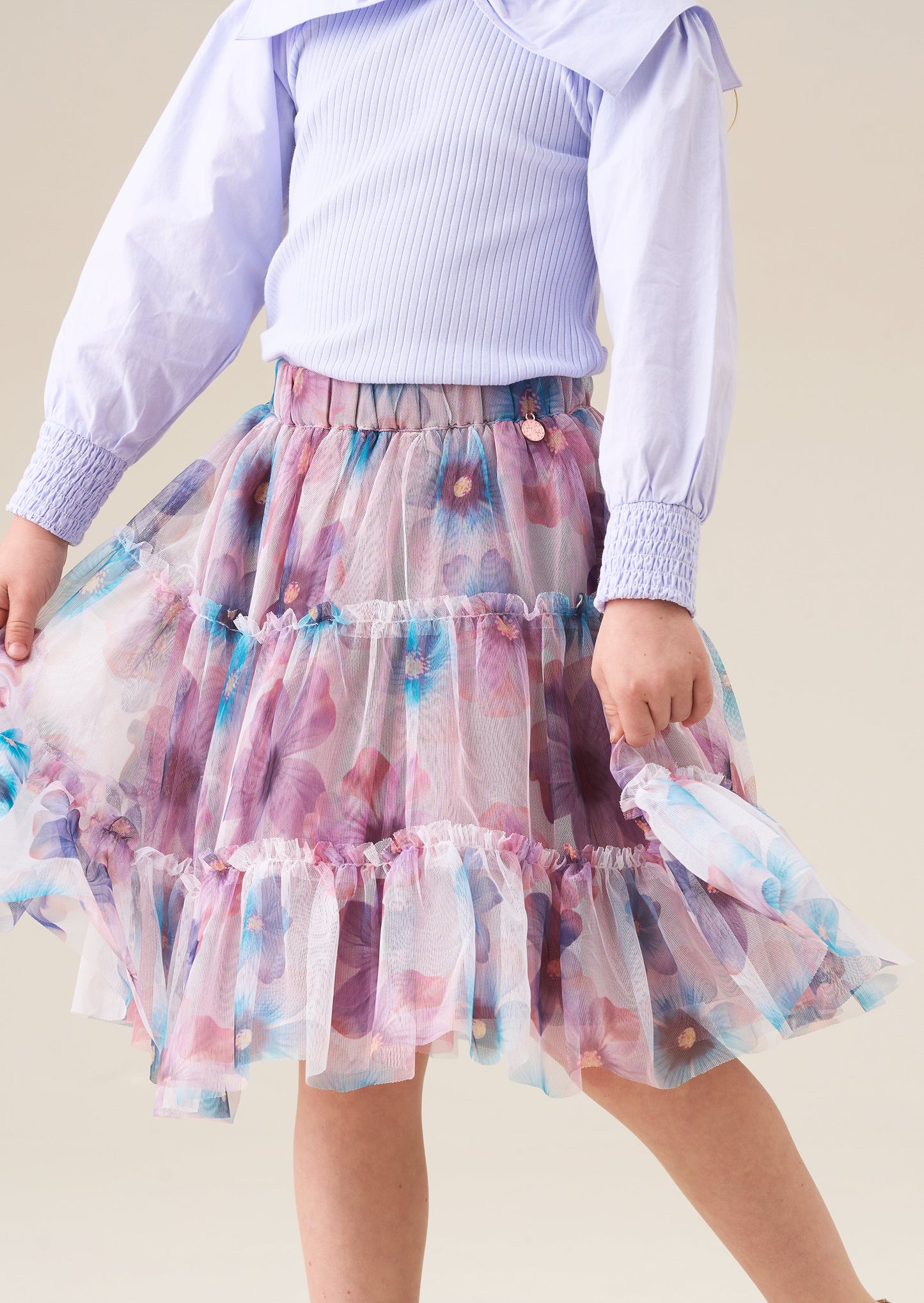 Girls Purple Floral Mesh Party Skirt | Angel & Rocket