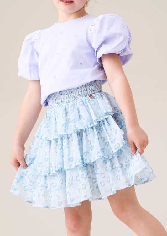 Girls Blue Leopard Print Ra Ra Skirt | Angel & Rocket