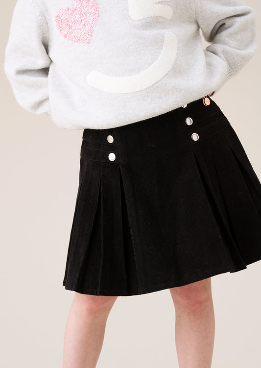 Girls Black Cord Pleated Skirt | Angel & Rocket