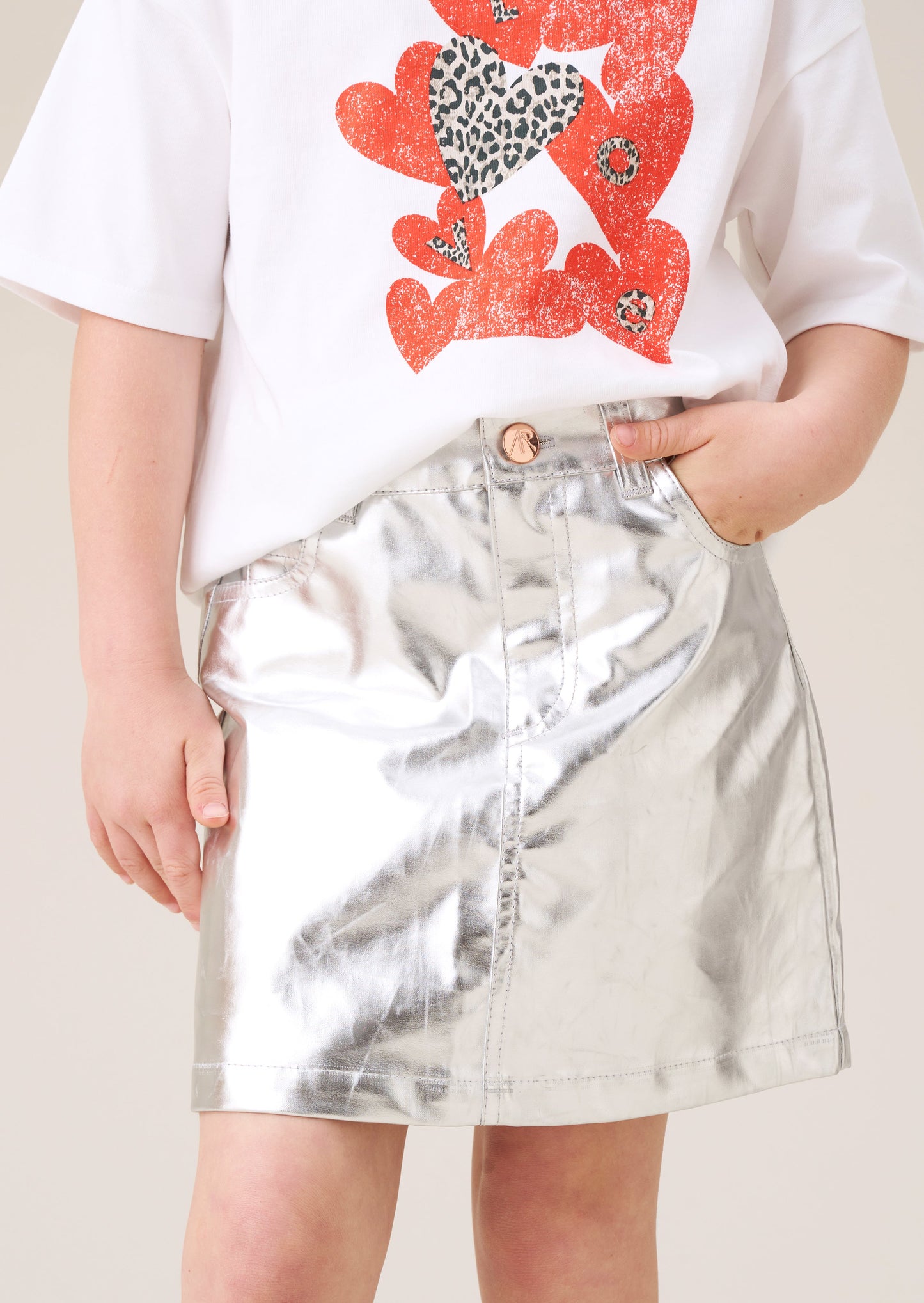 Girls Silver Metallic Mini Skirt | Angel & Rocket