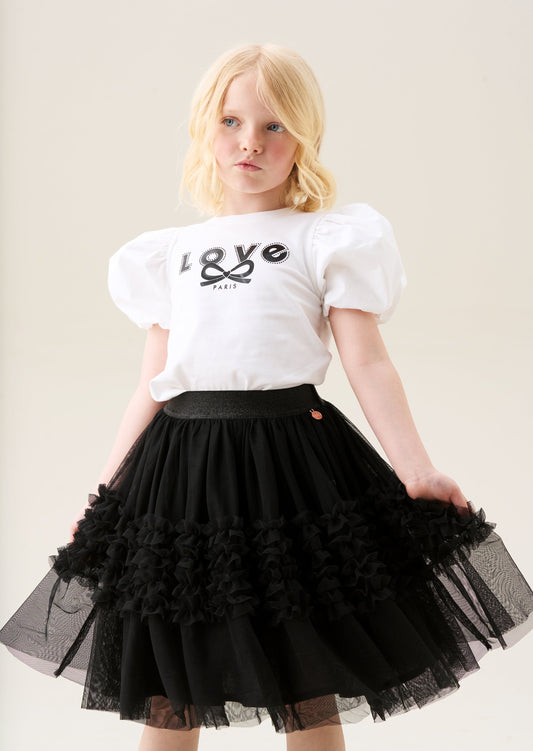 Girls Black Ruffle Mesh Party Skirt | Angel & Rocket