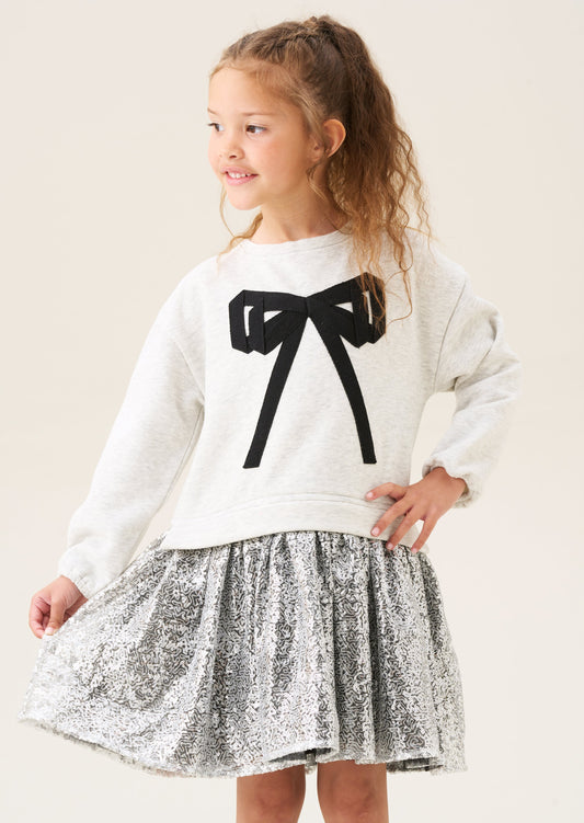 Girls Silver Sequin Skirt Sweat Party Dress | Angel & Rocket
