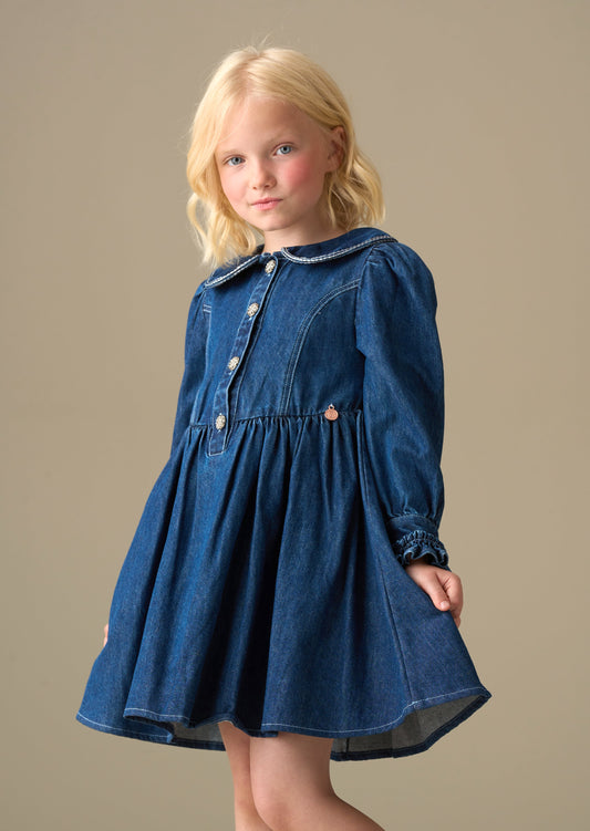 Girls Diamante Denim Dress | Angel & Rocket