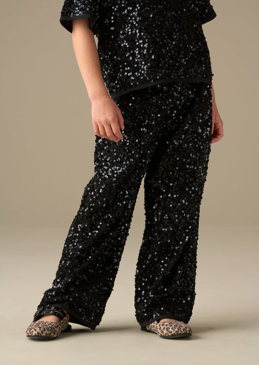 Girls Black Sequin Party Trousers | Angel & Rocket