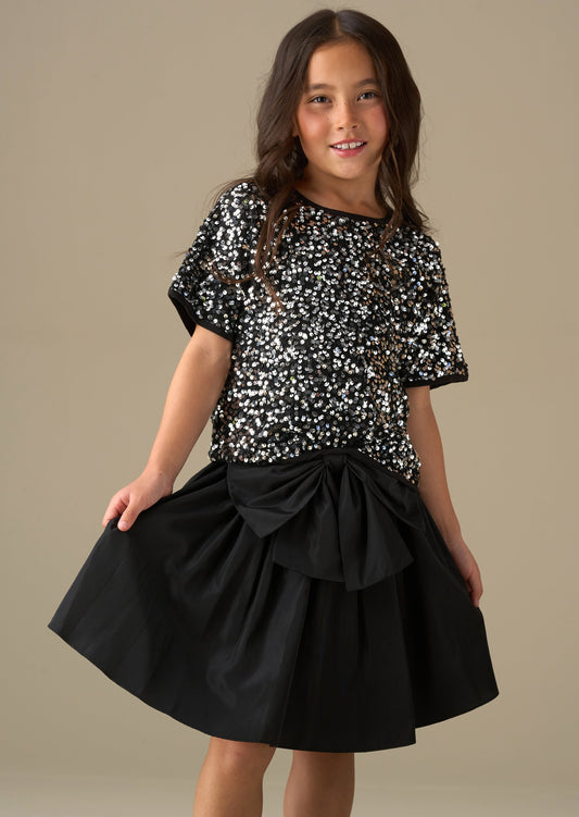 Girls Black Statement Bow Party Skirt | Angel & Rocket