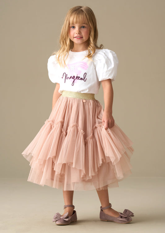 Girls Pink Ballerina Tulle Maxi Skirt | Angel & Rocket