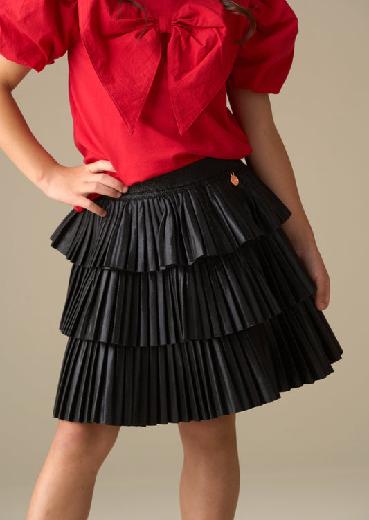 Girls Black Metallic Pleated Ra-Ra Party Skirt | Angel & Rocket
