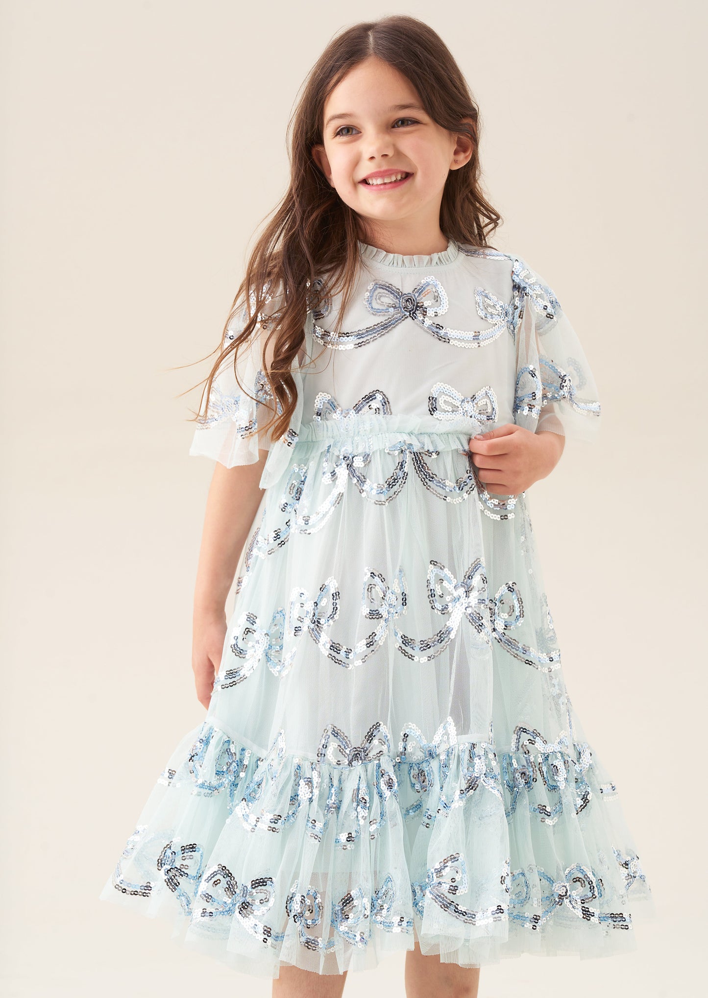 Girls Dress with Sequin Bows | Angel & Rocket