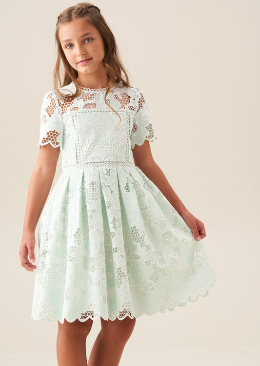 Girls Mint Green Lace Occasion Dress | Angel & Rocket