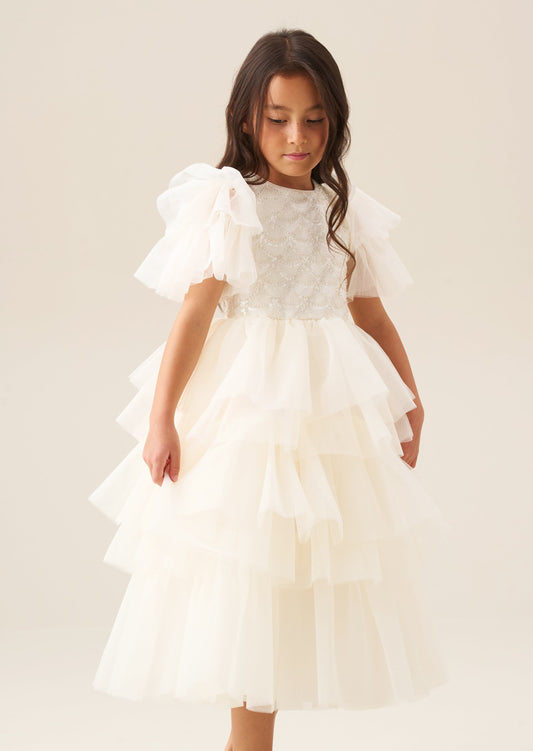 Girls Ivory Sparkle Tulle Occasion Dress | Angel & Rocket
