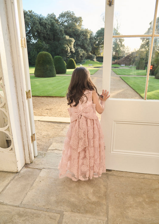 Girls Blush Pink Bow Back Occasion Dress | Angel & Rocket