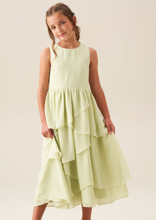 Girls Sage Green Ruffle Occasion Dress | Angel & Rocket
