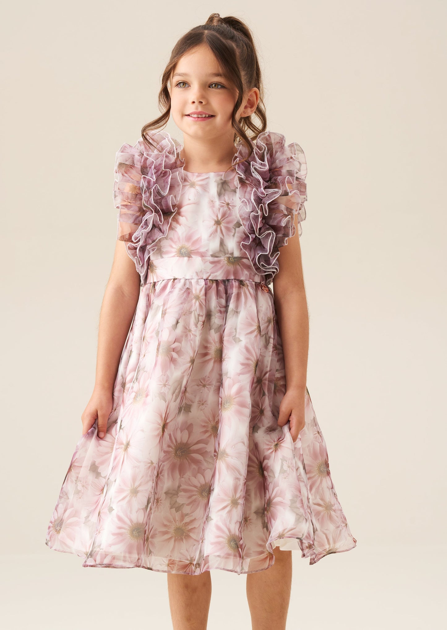 Girls Blush Floral Print Party Dress | Angel & Rocket