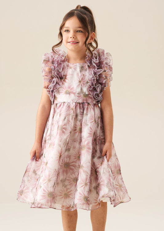 Girls Blush Floral Print Party Dress | Angel & Rocket