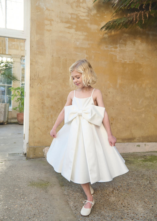 Girls White Statement Bow Occasion Dress | Angel & Rocket
