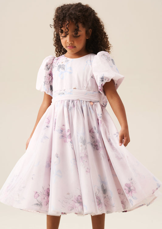 Girls Blush Floral Tulle Occasion Dress | Angel & Rocket