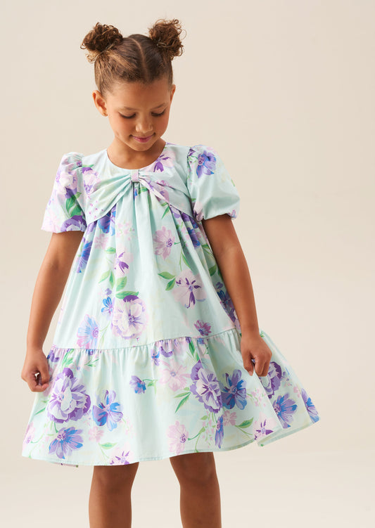 Girls Mint Green Floral Summer Party Dress | Angel & Rocket