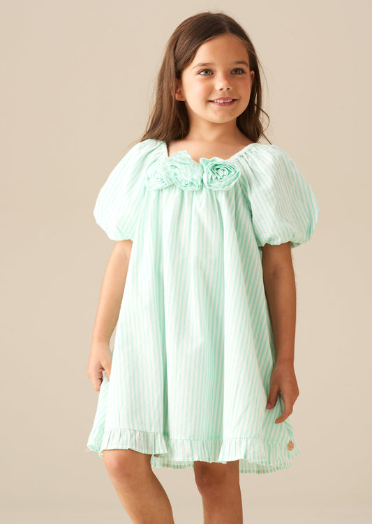 Girls Mint Corsage Stripe Swing Dress | Angel & Rocket