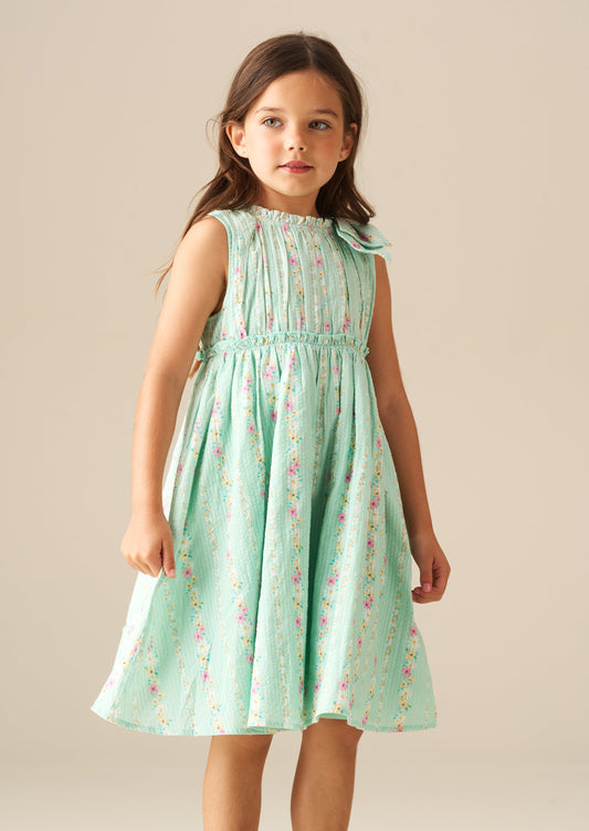 Girls Floral Stripe Seersucker Dress | Angel & Rocket