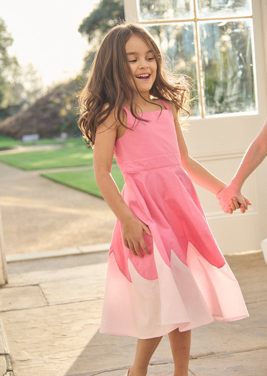 Girls Pink Scallop Swing Dress | Angel & Rocket