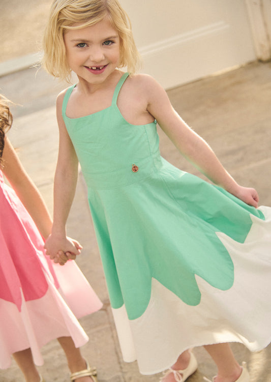 Girls Green Scallop Swing Dress | Angel & Rocket