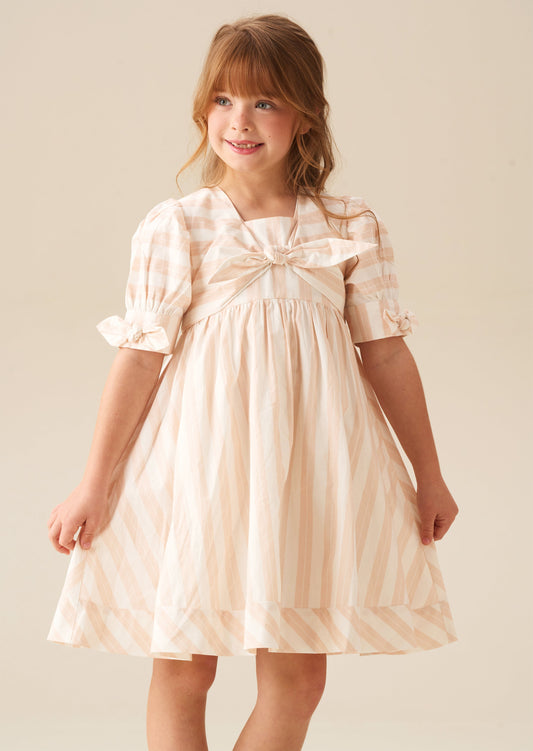 Girls Pastel Stripe Tie Front Dress | Angel & Rocket