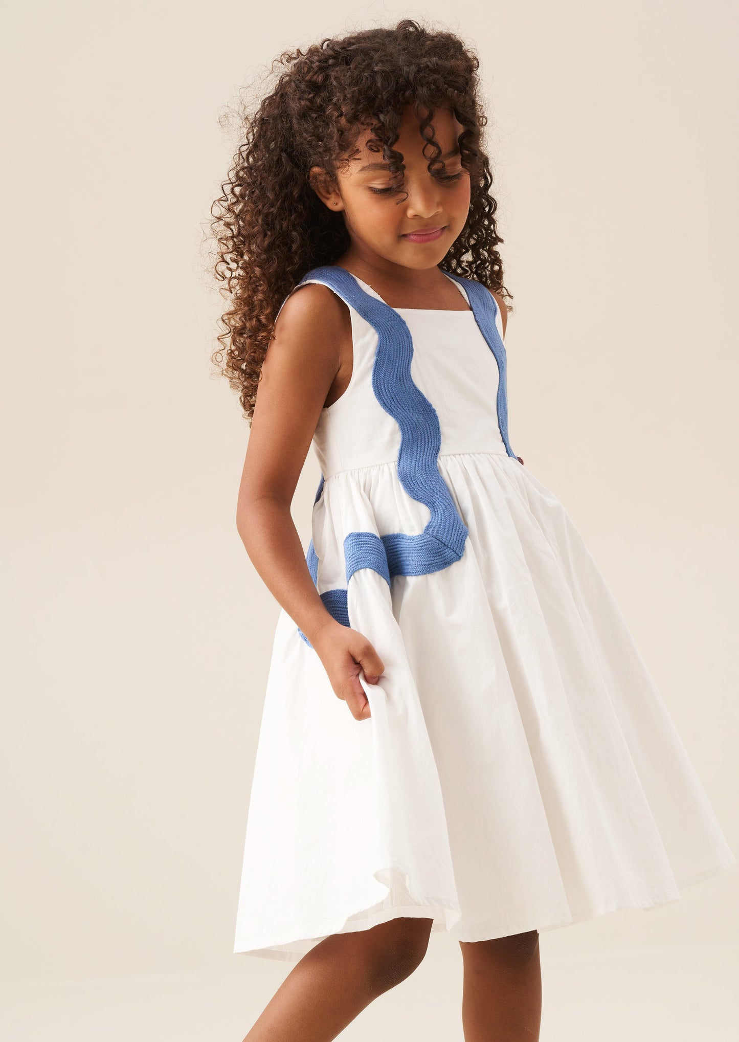 Girls White Ric Rac Dress| Angel & Rocket