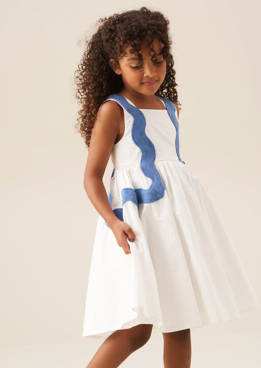 Girls White Ric Rac Dress| Angel & Rocket