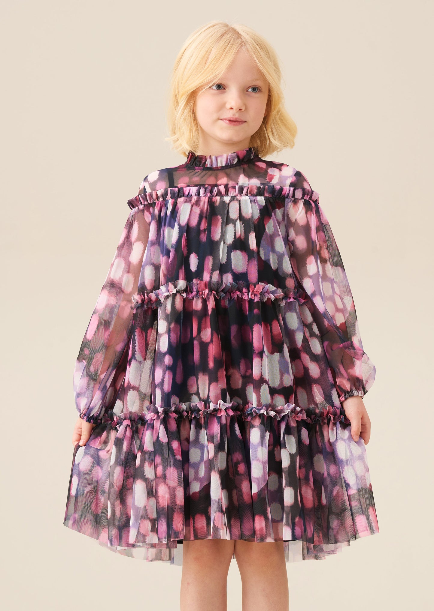 Girls Printed Swing Mesh Dress | Angel & Rocket