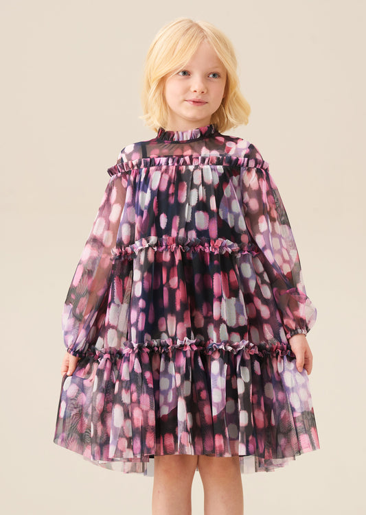 Girls Printed Swing Mesh Dress | Angel & Rocket