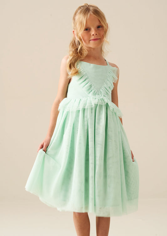 Girls Mint Mesh Summer Party Dress | Angel & Rocket
