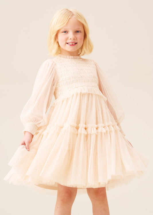 Girls Ivory Mesh Boho Occasion Dress | Angel & Rocket