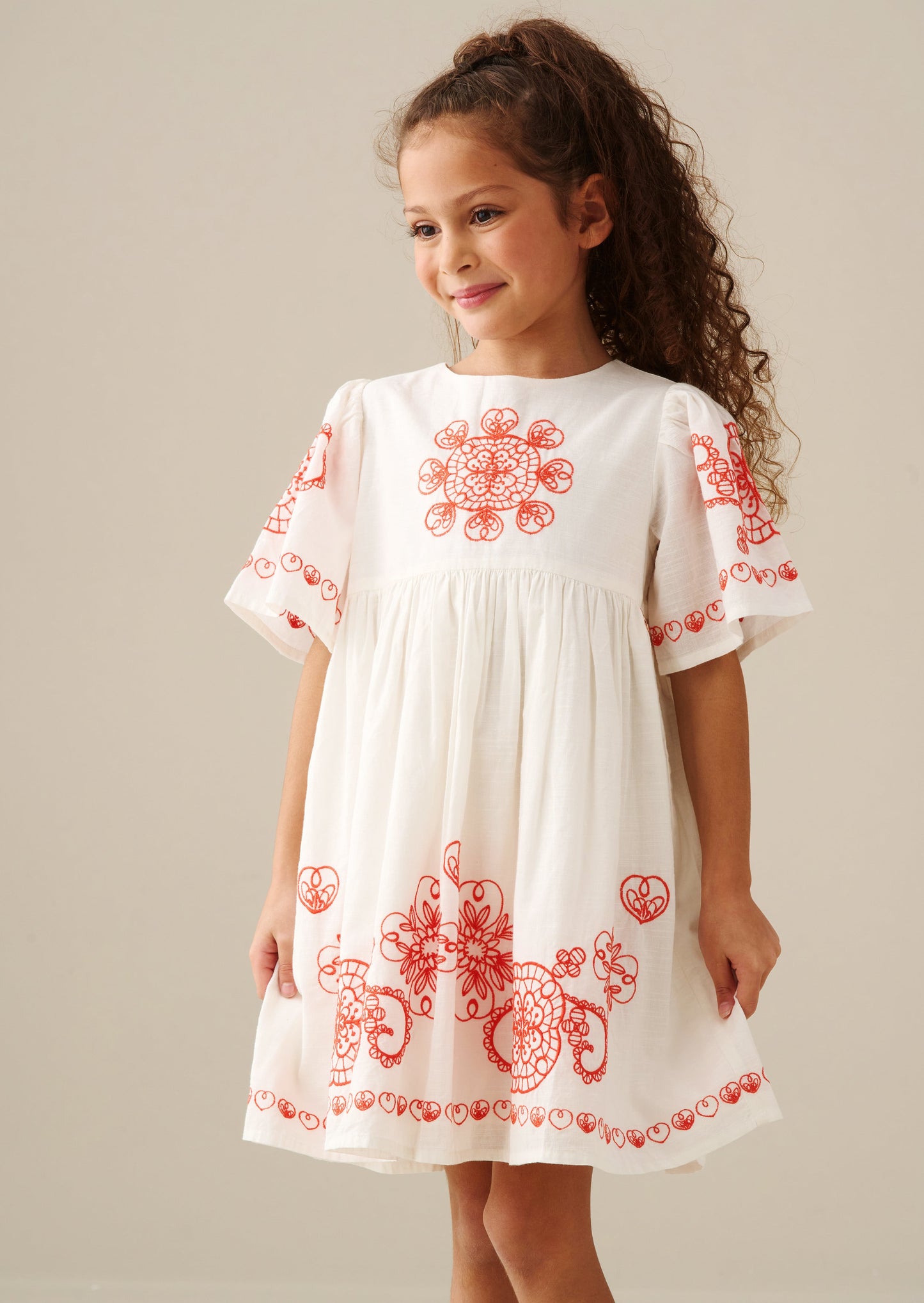 Girls Ivory Embroidered Boho Dress | Angel & Rocket