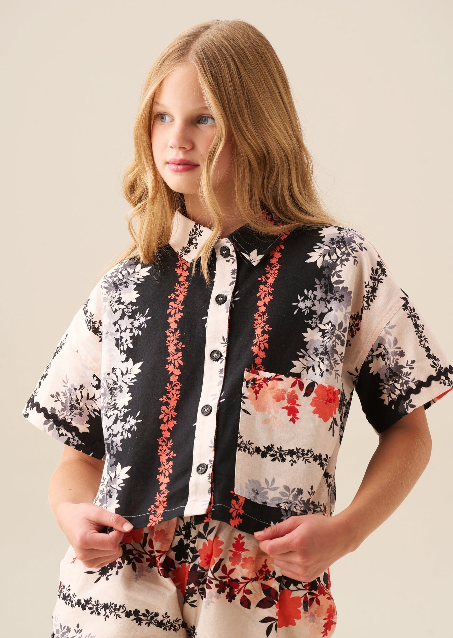Girls Print Linen Summer Shirt | Angel & Rocket