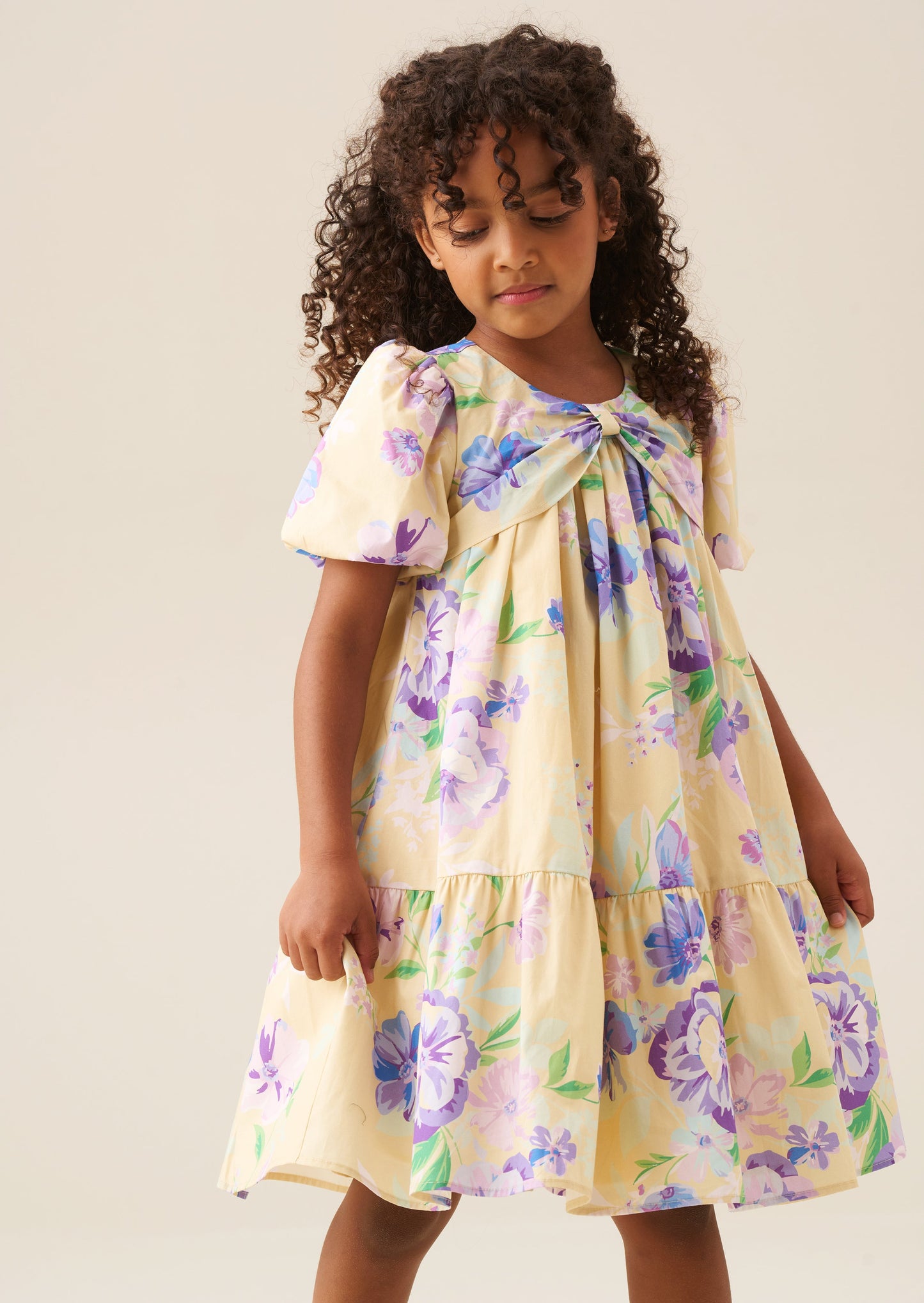 Girls Yellow Floral Summer Party Dress | Angel & Rocket