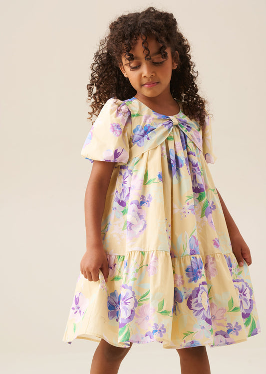 Girls Yellow Floral Summer Party Dress | Angel & Rocket