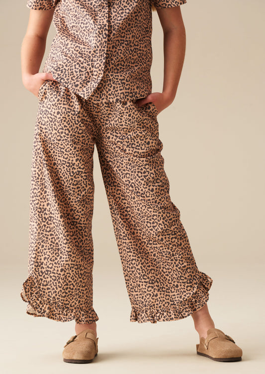 Girls Leopard Print Cropped Trousers | Angel & Rocket