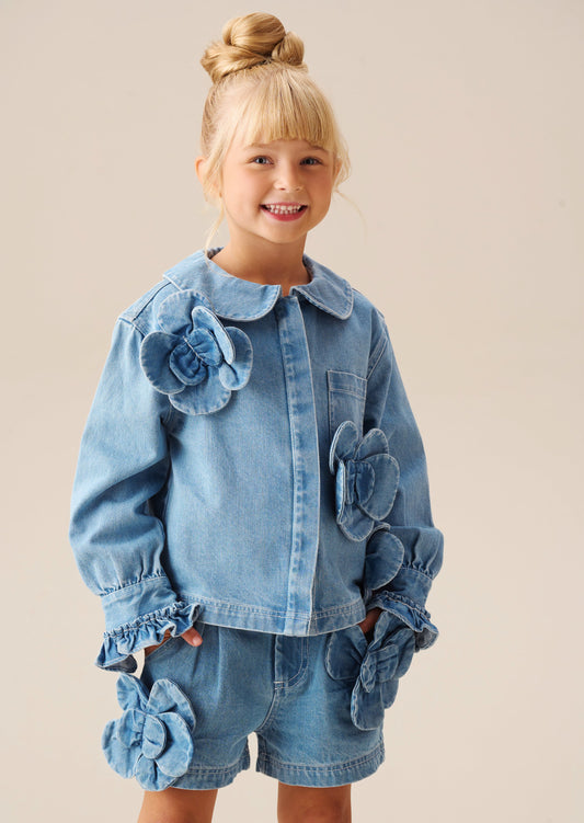 Girls Corsage Denim Shirt | Angel & Rocket