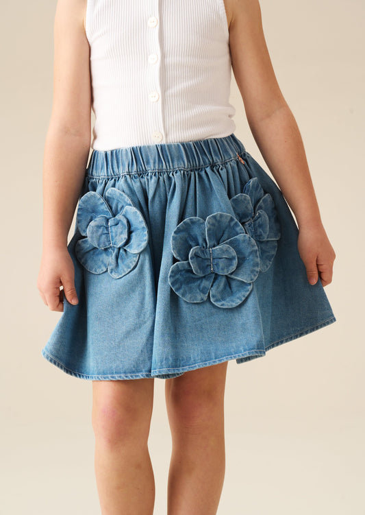 Girls Corsage Denim Skirt | Angel & Rocket