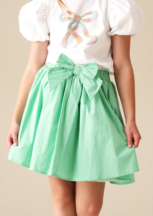 Girls Green Bow Waist Skirt | Angel & Rocket