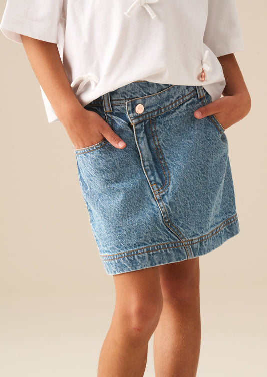 Girls Asymmetric Denim Mini Skirt | Angel & Rocket