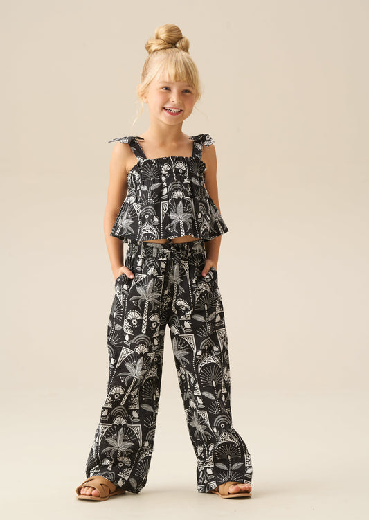 Girls Monochrome Palm Print Summer Co-ord Set | Angel & Rocket