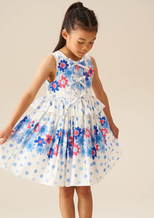 Girls Floral Polka Dot Dress | Angel & Rocket