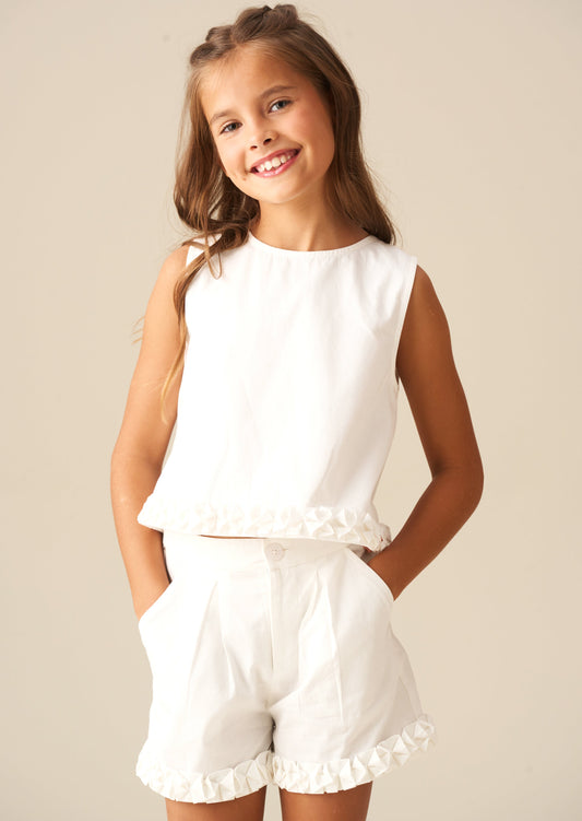 Girls White Woven Summer Top | Angel & Rocket