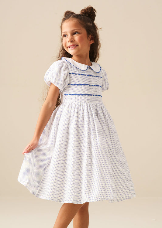 Girls Polka Dot Ric Rac Dress | Angel & Rocket
