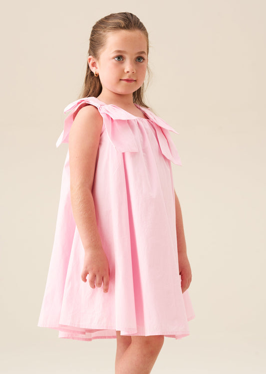 Girls Pink Bow Strap Swing Dress | Angel & Rocket